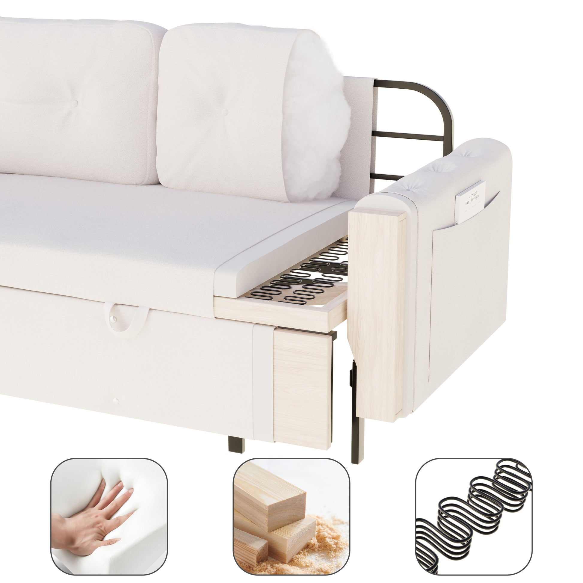 66.2" Queen Pull Out Sofa Bed, Hydraulic System Convertible Sleeper Sofa With Storage And 2 Soft Pillows, Tufted Button Upholstered Couch,Multi Functional Velvet Loveseat Bed,Beige Beige Velvet 2 Seat