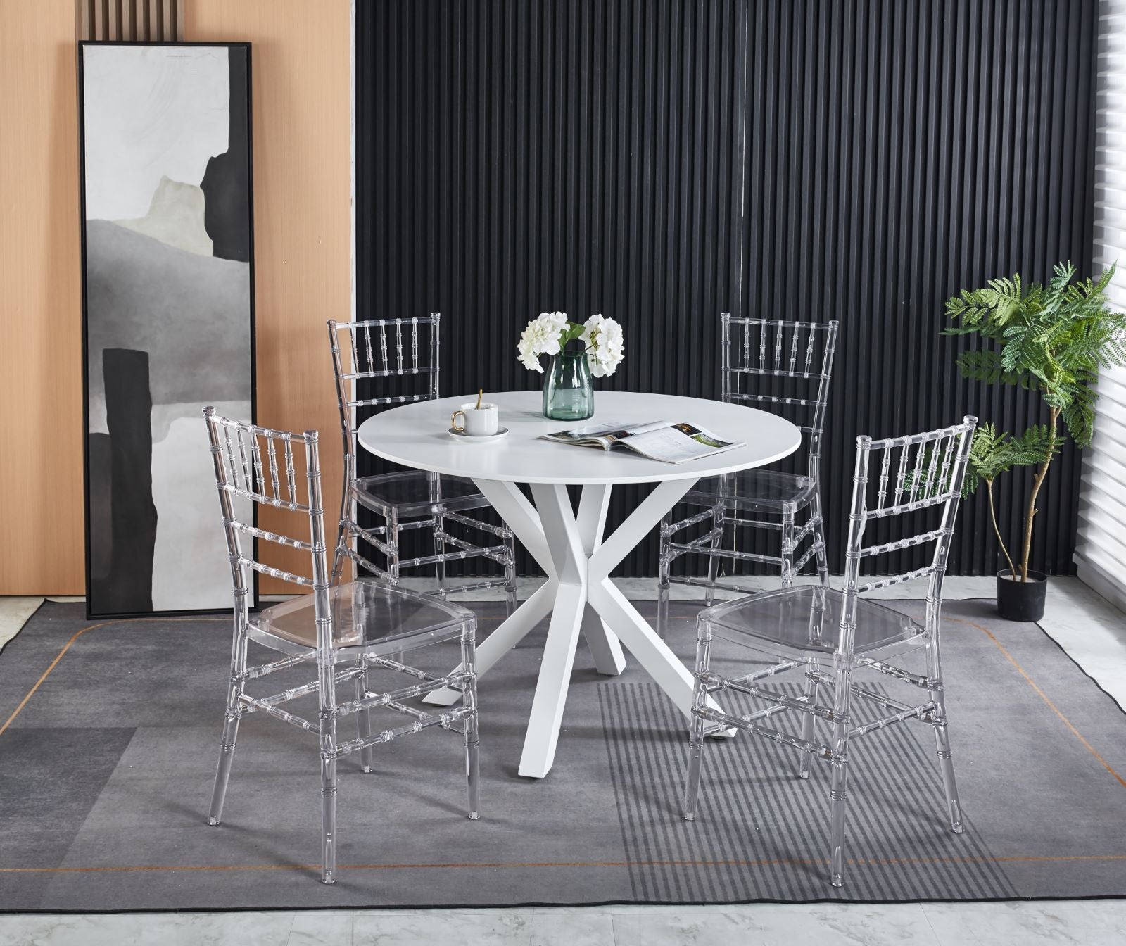 Welding Chair,Dining Chair,Set Of 4,Plastic Seat Transparent Plastic