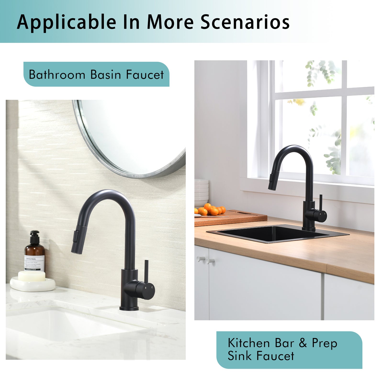 Sink Faucet, Black Kitchen Faucets With Pull Down Sprayer, Bathroom Sink Faucets Mini Bar Prep Faucet Black Kitchen Classic,Contemporary,Modern Ceramic Stainless Steel