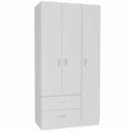 Austral 3 Door Armoire With Drawers, Shelves, And Hanging Rod White White White Bedroom Modern Particle Board Particle Board