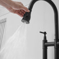 Bridge Kitchen Faucet With Pull Down Sprayhead In Spot Black Kitchen Classic,Modern Ceramic Stainless Steel