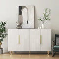 White Modern Buffet Cabinet With Storage, Fluted Sideboard Large Buffet With Adjustable Shelves, Credenza, Accent Cabinet Console Table White Mdf