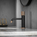 Faucets,Gold Rose Faucet Brass Bathroom Basin Faucet Knurling Design Deck Mounted Water Mixer Tap Bathroom Joystick Geometric One Black Gold Side Sprayer Deck Mounted Cartridge Valve Single Hole Faucets Matte Black Contemporary 1 Hole Faucets Ceramic