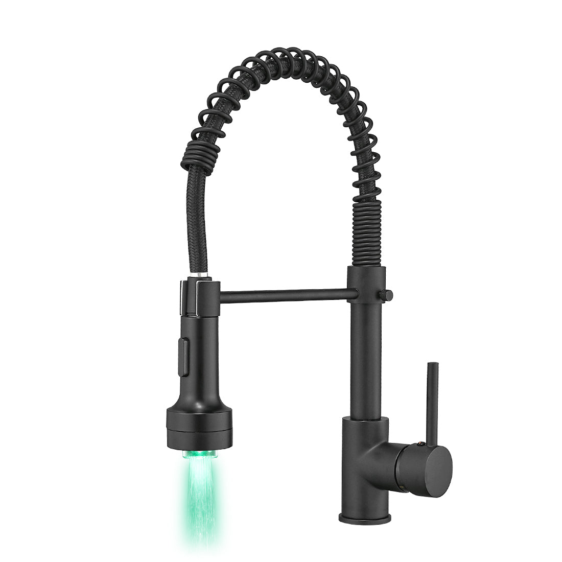 Led Commercial Kitchen Faucet With Pull Down Sprayer, Single Handle Single Lever Kitchen Sink Faucet Black Kitchen Contemporary Ceramic Brass