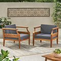 Aston Outdoor 4 Seater Chat Set With Cushions Seat & Coffee Table &Club Chair Teak Acacia Wood