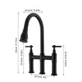 3 Hole Brushed Nickel Bridge Kitchen Faucet With