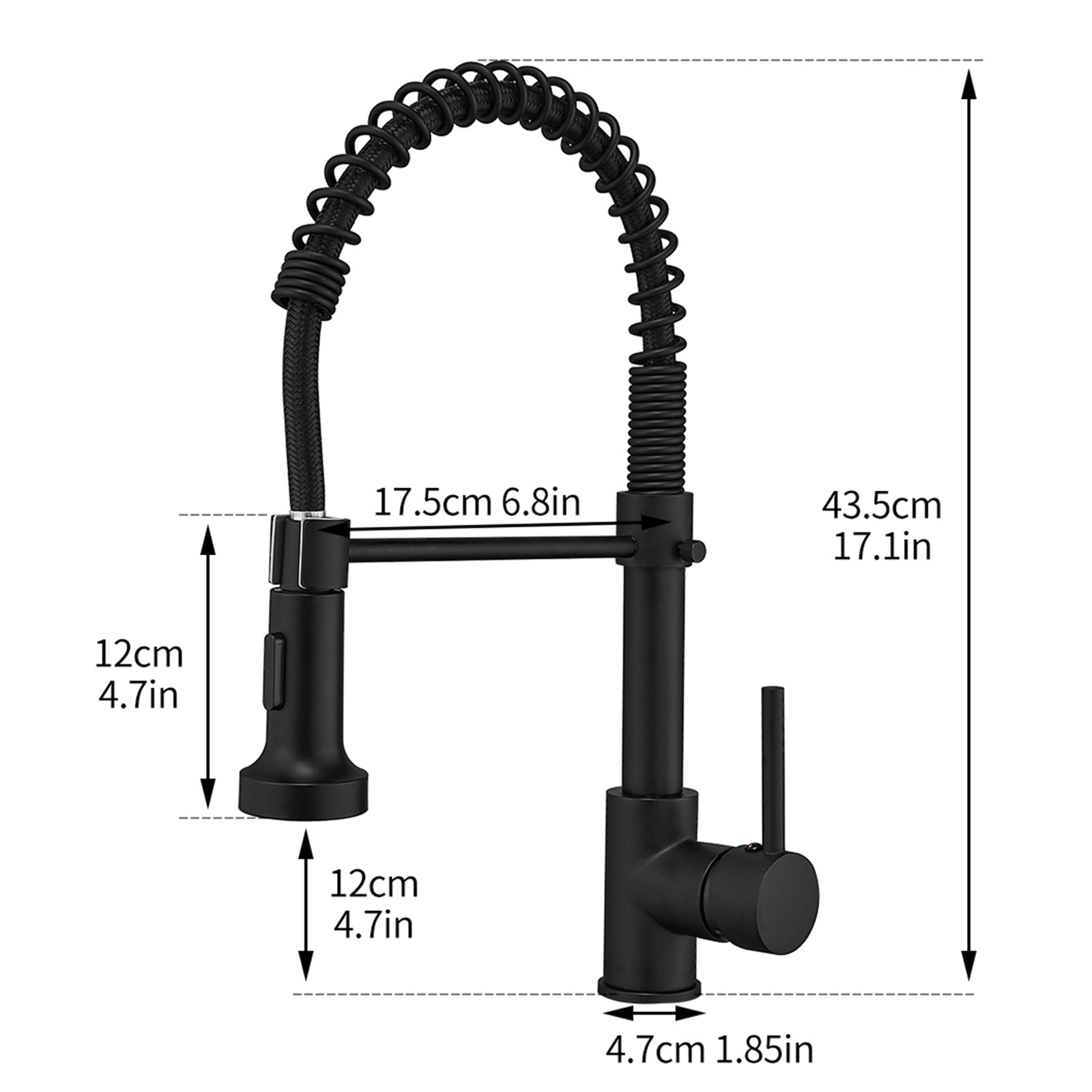 Commercial Black Kitchen Faucet With Pull Down -