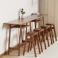 3 Pcs Pub Dining Set Retro Bar Table Rubber Wood Stackable Backless High Stool For 2 With Shelf And Hooks For Home Bar Small Space Antique Brown Rubber Wood