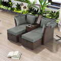 2 Seater Outdoor Patio Daybed Outdoor Double Daybed Outdoor Loveseat Sofa Set With Foldable Awning And Cushions For Garden, Balcony, Poolside, Grey Yes Grey Water Resistant Frame Water Resistant Cushion Garden & Outdoor Sectional Seating Groups Foam