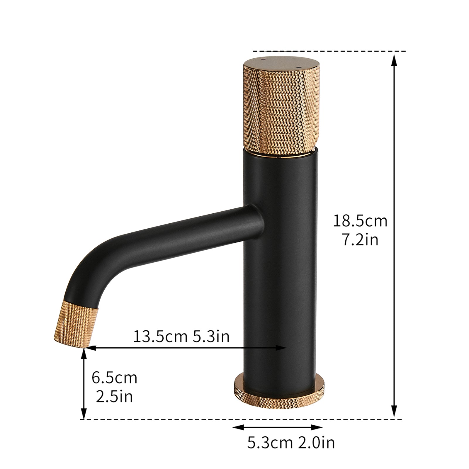 Faucets,Gold Rose Faucet Brass Bathroom Basin Faucet Knurling Design Deck Mounted Water Mixer Tap Bathroom Joystick Geometric One Black Gold Side Sprayer Deck Mounted Cartridge Valve Single Hole Faucets Matte Black Contemporary 1 Hole Faucets Ceramic