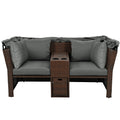 2 Seater Outdoor Patio Daybed Outdoor Double Daybed Outdoor Loveseat Sofa Set With Foldable Awning And Cushions For Garden, Balcony, Poolside, Grey Yes Grey Water Resistant Frame Water Resistant Cushion Garden & Outdoor Sectional Seating Groups Foam