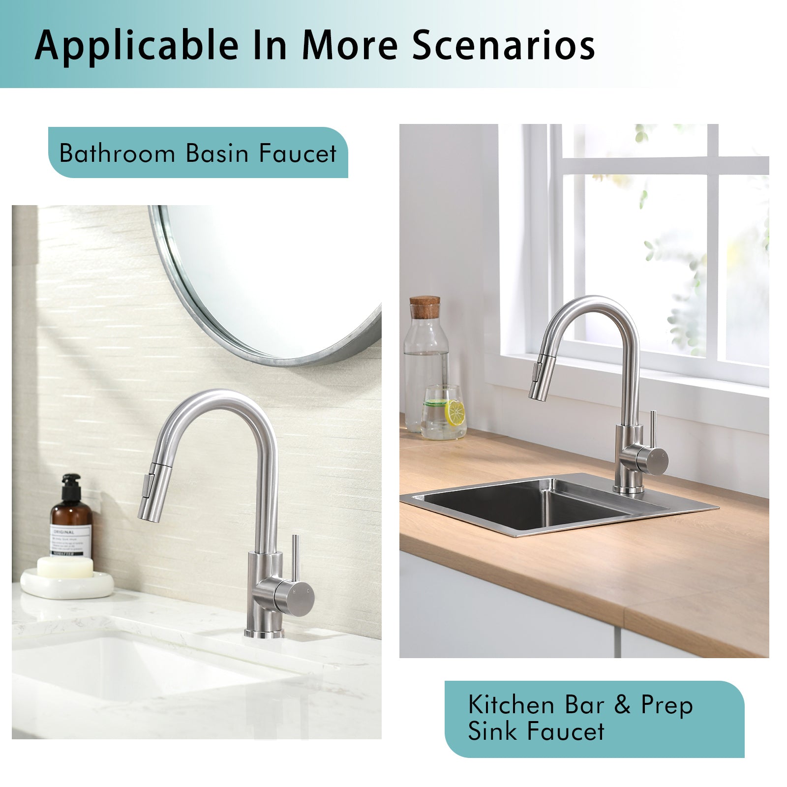 Sink Faucet, Brushed Nickel Kitchen Faucets With Pull Down Sprayer, Bathroom Sink Faucets Mini Bar Prep Faucet Brushed Nickel Kitchen Classic,Contemporary,Modern Ceramic Stainless Steel