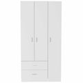 Austral 3 Door Armoire With Drawers, Shelves, And Hanging Rod White White White Bedroom Modern Particle Board Particle Board