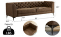 Wks5B Brown Leather Sofa With Iron Feet, Retro Design Brown Leather 3 Seat