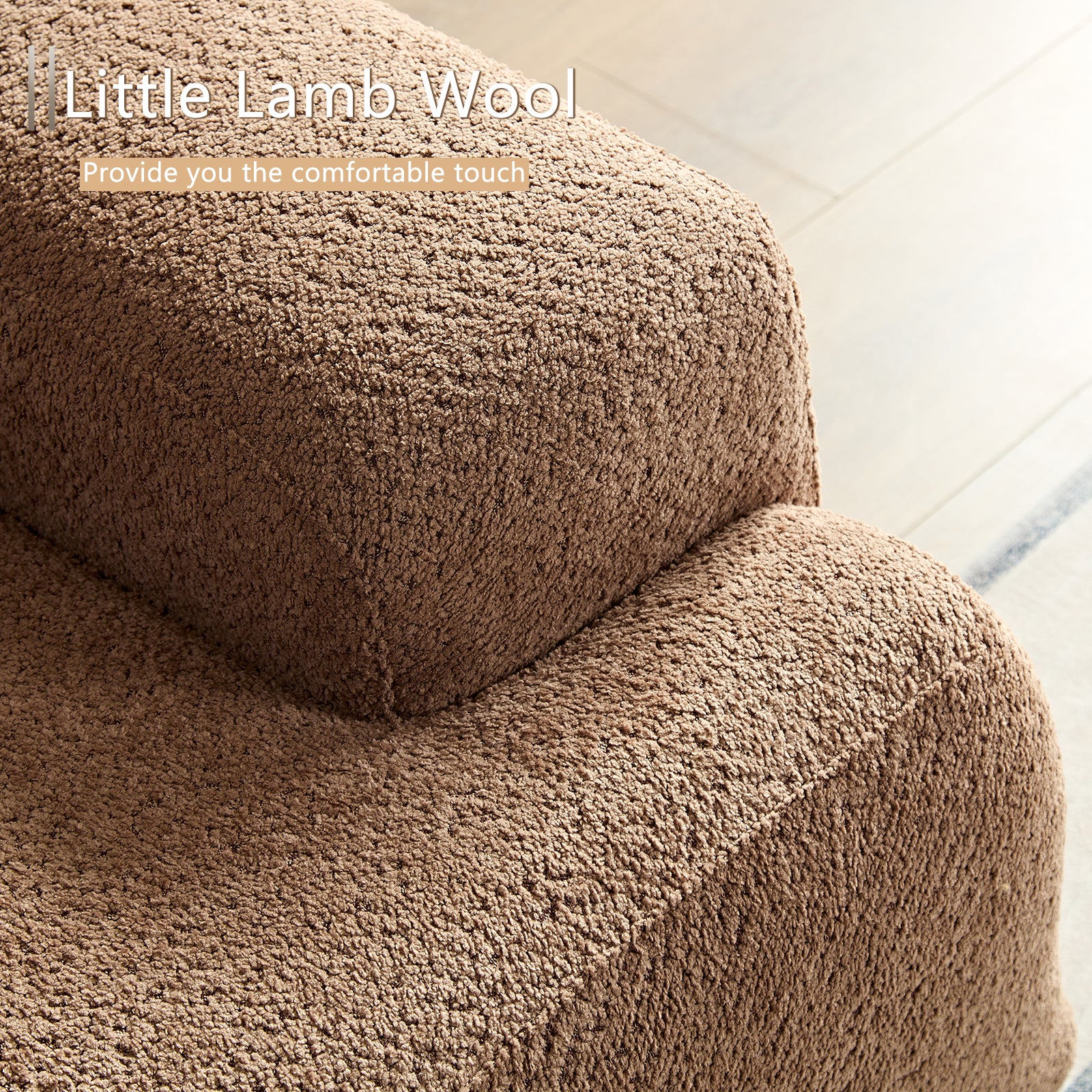 Wks9 Camel Sofa, Modern Simplicity, Durable Fabric, Solid Wood Frame, High Density Sponge Filler Camel Fabric 3 Seat