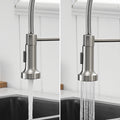 Commercial Kitchen Faucet With Pull Down Sprayer, Single Handle Single Lever Kitchen Sink Faucet Brushed Nickel Kitchen Contemporary Ceramic Brass