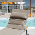 Outdoor Patio Chaise Lounge Set Of 3, Aluminum Pool Lounge Chairs With Side Table And Wheels, Textilene Padded Adjustable Recliner All Weather For Poolside, Beach, Yard, Balcony Khaki Khaki Aluminum