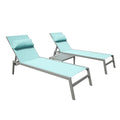 Patio Chaise Lounge Set Of 3, Aluminum Pool Lounge Chairs With Side Table, Outdoor Adjustable Recliner All Weather For Poolside, Beach, Yard, Balcony Lake Blue Lake Blue Aluminum