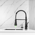 Led Commercial Kitchen Faucet With Pull Down Sprayer, Single Handle Single Lever Kitchen Sink Faucet Black Kitchen Contemporary Ceramic Brass