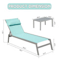 Patio Chaise Lounge Set Of 3, Aluminum Pool Lounge Chairs With Side Table, Outdoor Adjustable Recliner All Weather For Poolside, Beach, Yard, Balcony Lake Blue Lake Blue Aluminum