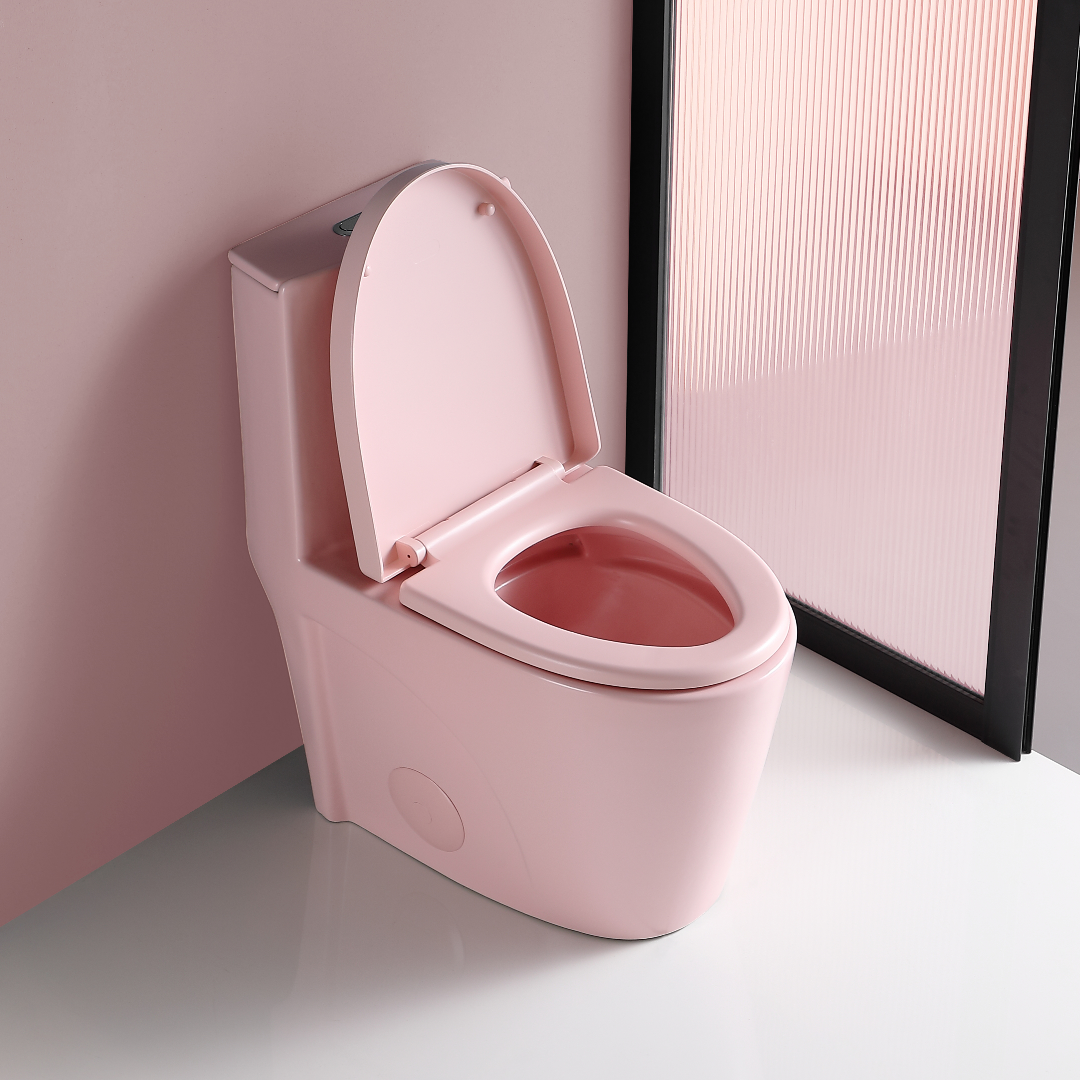 1.1 1.60 Gpf Dual Flush One Piece Toilet, Water Saving Elongated Comfort Height Floor Mounted, Soft Close 1000 Gram Map Flushing Score Toilet, Rose 23T01 Rs Rose Ceramic