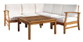 Perla 6 Pcs Sofa Set, Cream Cream Acacia Wood