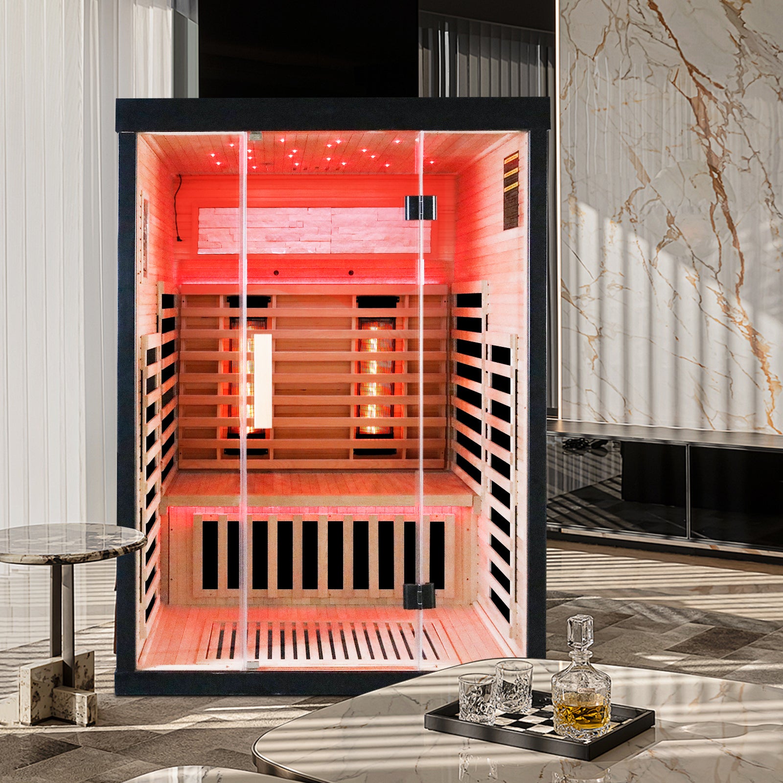 Luxury Double Sauna Room - Bean Paste Red Wood