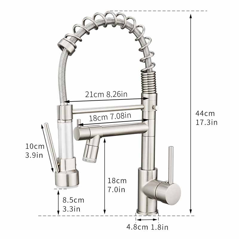 Commercial Led Kitchen Faucet With Pull Down Sprayer, Single Handle Single Lever Kitchen Sink Faucet Brushed Nickel Kitchen Contemporary Ceramic Brass