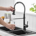 Commercial Black Kitchen Faucet With Pull Down Sprayer, Single Handle Single Lever Kitchen Sink Faucet Black Kitchen Contemporary Ceramic Brass