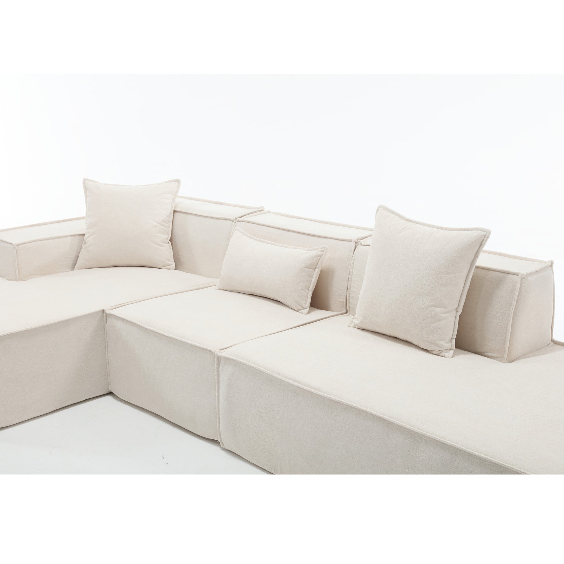 Modular Combination Living Room Sofa Set, Modern Minimalist Sofa, Free Installation Sofa, L Shaped, Italian Minimalist Tofu Block Sofa, Left Hand Facing,Terrycloth Fabricbeige Beige Polyester