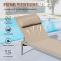 Patio Chaise Lounge Set Of 3, Aluminum Pool Lounge Chairs With Side Table, Outdoor Adjustable Recliner All Weather For Poolside, Beach, Yard, Balcony Khaki Khaki Aluminum