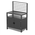 Outdoor Kitchen Island With Storage, Aluminum Kitchen Storage Island With Wall Hanging, Freestanding Grill Storage Cabinet With Protective Cover For Bbq, Deck, Patio, Backyard Grey Aluminum