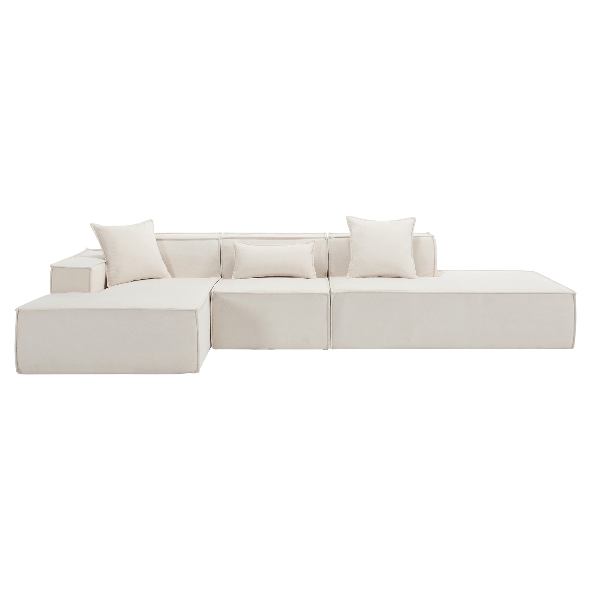 Modular Combination Living Room Sofa Set, Modern Minimalist Sofa, Free Installation Sofa, L Shaped, Italian Minimalist Tofu Block Sofa, Left Hand Facing,Terrycloth Fabricbeige Beige Polyester