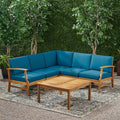 Perla 6 Pcs Sofa Set, Blue Blue Acacia Wood