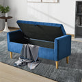 48'' Storage Ottoman Bench, Bench With Storage, For Entryway, Bedroom, Living Room Blue Velvet Bedroom Rectangular Black Casual Personalized Wood Flip Top Velvet