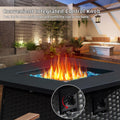 32 Inch Propane Fire Pits Table With Blue Glass Ball,50,000 Btu Outdoor Wicker Fire Table With Etl Certified,2 In 1 Square Steel Gas Firepits Dark Gray Dark Gray Metal