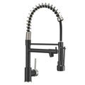 Commercial Kitchen Faucet With Pull Down Sprayer, Single Handle Single Lever Kitchen Sink Faucet Black Silver Kitchen Contemporary Ceramic Brass