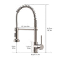 Commercial Kitchen Faucet With Pull Down Sprayer, Single Handle Single Lever Kitchen Sink Faucet Brushed Nickel Kitchen Contemporary Ceramic Brass