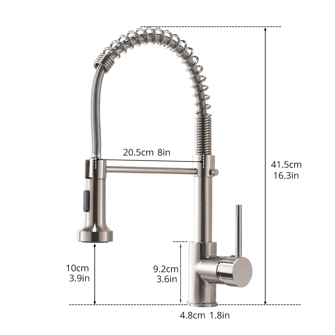 Commercial Kitchen Faucet With Pull Down Sprayer, Single Handle Single Lever Kitchen Sink Faucet Brushed Nickel Kitchen Contemporary Ceramic Brass