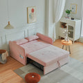 Chenille Fabric Pull Out Sofa Bed,Sleeper Seat Couch With Adjustable Armrests Pink Pink Fabric 2 Seat