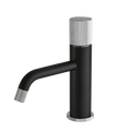 Modern Black And Brushed Nickel Faucet Brass Bathroom Basin Faucet Design Deck Mounted Water Mixer Tap Bathroom Joystick Geometric One Black Silver Side Sprayer Deck Mounted Cartridge Valve Single Hole Faucets Matte Black Contemporary 1 Hole Faucets