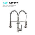 Commercial Kitchen Faucet With Pull Down Sprayer, Single Handle Single Lever Kitchen Sink Faucet Brushed Nickel Kitchen Contemporary Ceramic Brass