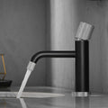 Modern Black And Brushed Nickel Faucet Brass Bathroom Basin Faucet Design Deck Mounted Water Mixer Tap Bathroom Joystick Geometric One Black Silver Side Sprayer Deck Mounted Cartridge Valve Single Hole Faucets Matte Black Contemporary 1 Hole Faucets