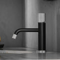 Modern Black And Brushed Nickel Faucet Brass Bathroom Basin Faucet Design Deck Mounted Water Mixer Tap Bathroom Joystick Geometric One Black Silver Side Sprayer Deck Mounted Cartridge Valve Single Hole Faucets Matte Black Contemporary 1 Hole Faucets