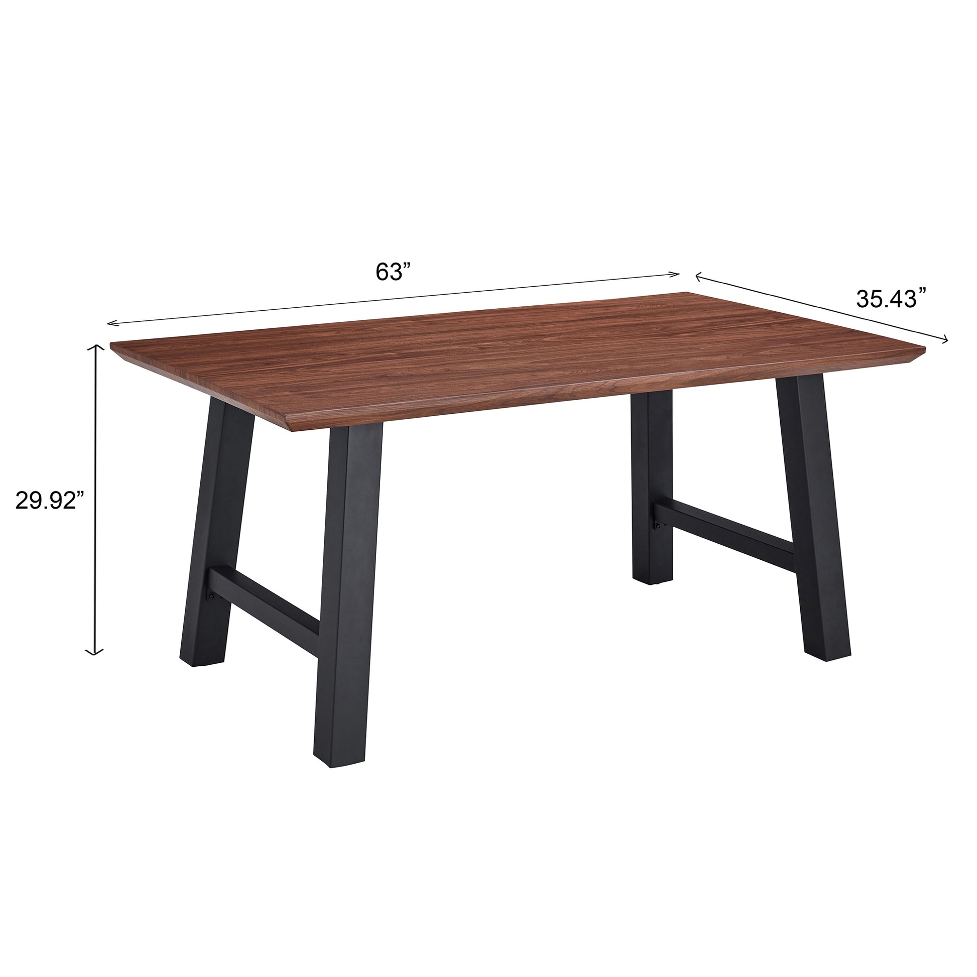 63 Inch Rectangle Dining Table Set For 4 6 People, Walnut Wood Effect, Suitable For Kitchens, Restaurants, And Living Rooms, 63" W X 35.43"D X 30" Dark Oak Dining Room Antique,Modern Kitchen & Dining Tables Mdf Steel