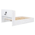 Wood Full Size Platform Bed With Storage Headboard And 4 Drawers, White Box Spring Not Required Full Antique White Wood Bedroom Bed Frame Solid Wood Mdf