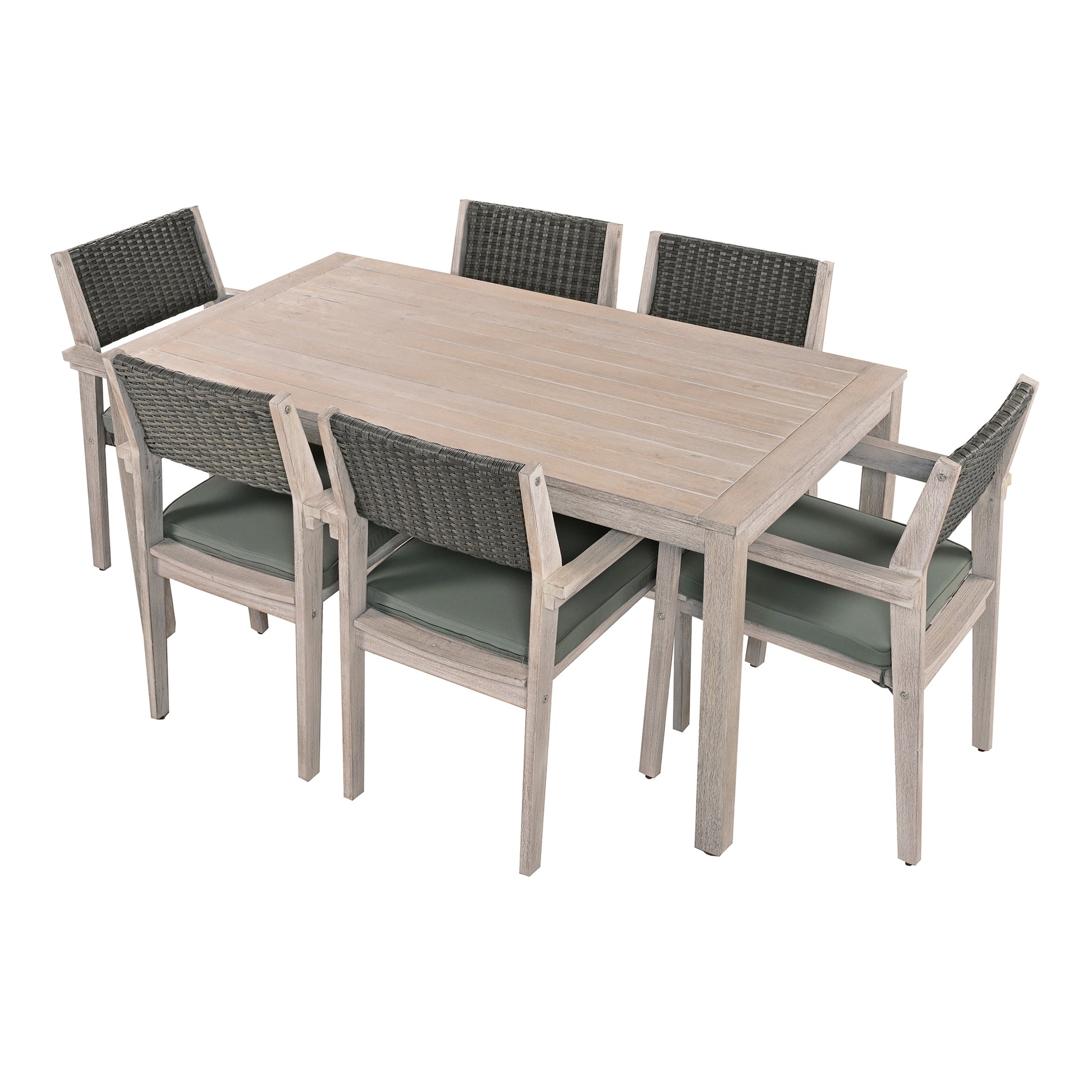 Outdoor Dining Set Patio Dining table and Chairs with yes-white washed-water resistant frame-water