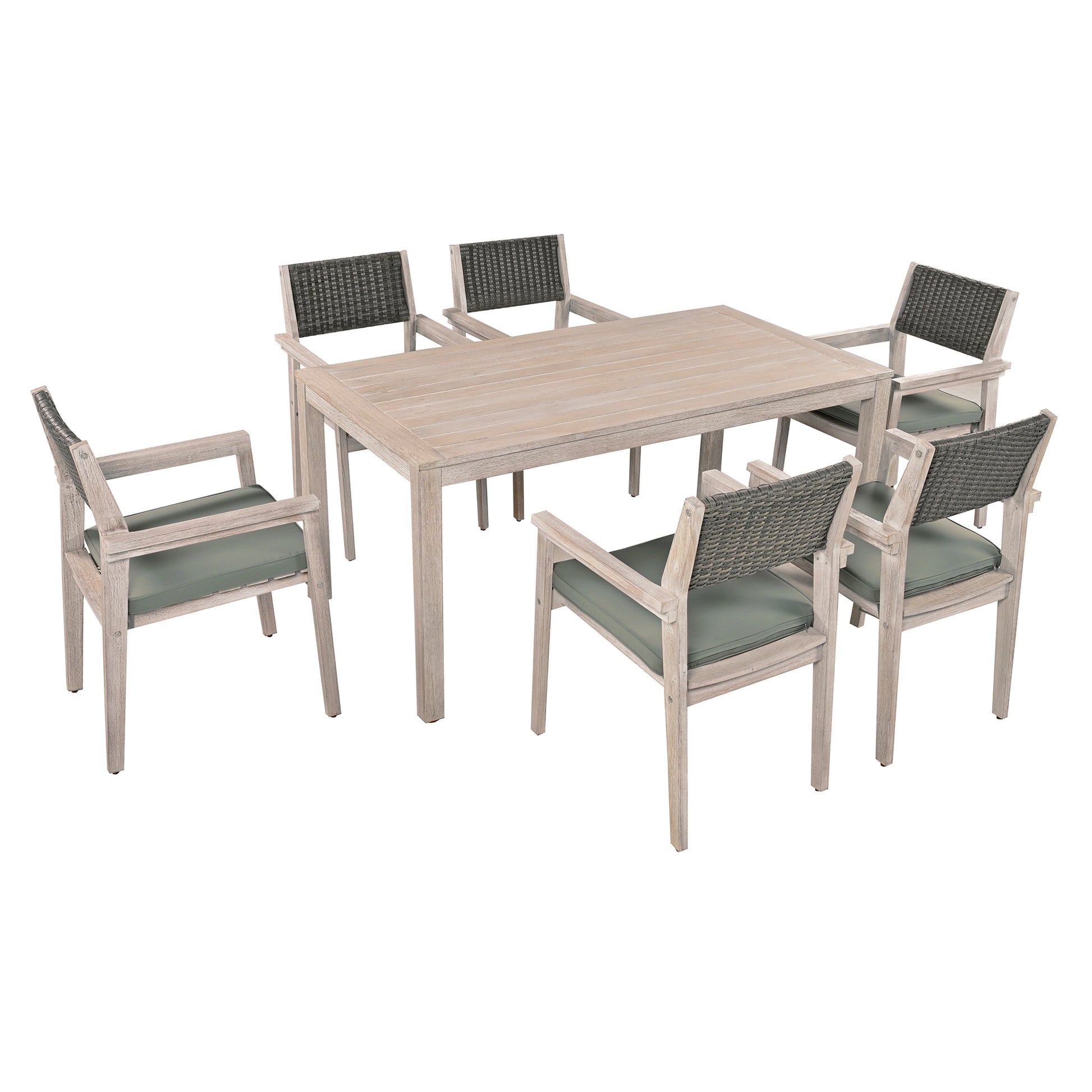 Outdoor Dining Set Patio Dining table and Chairs with yes-white washed-water resistant frame-water