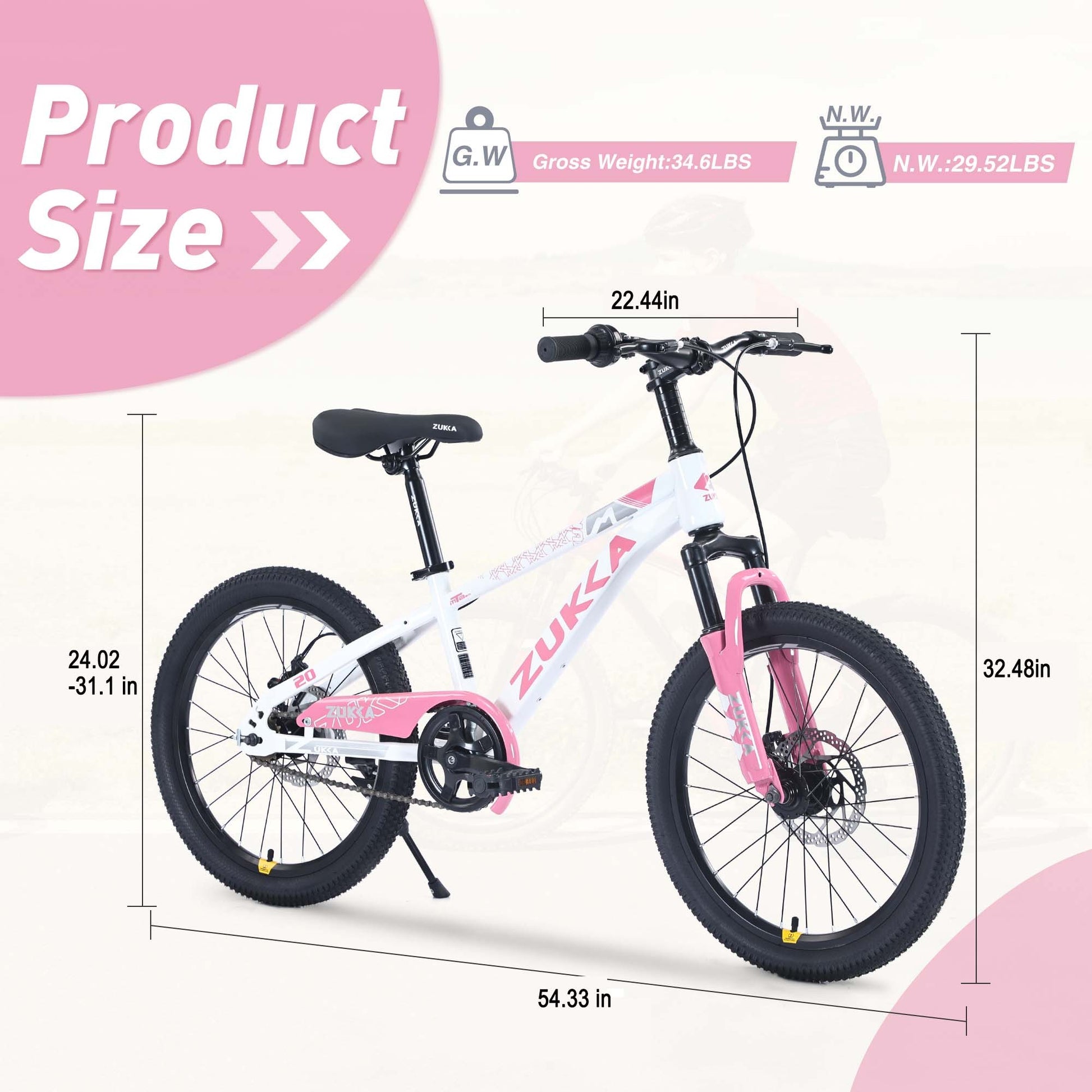 Mountain Bike,20 Inch Mtb For Boys And Girls Age 7 10 Years,Multiple Colors Cycling White Pink Garden & Outdoor Steel