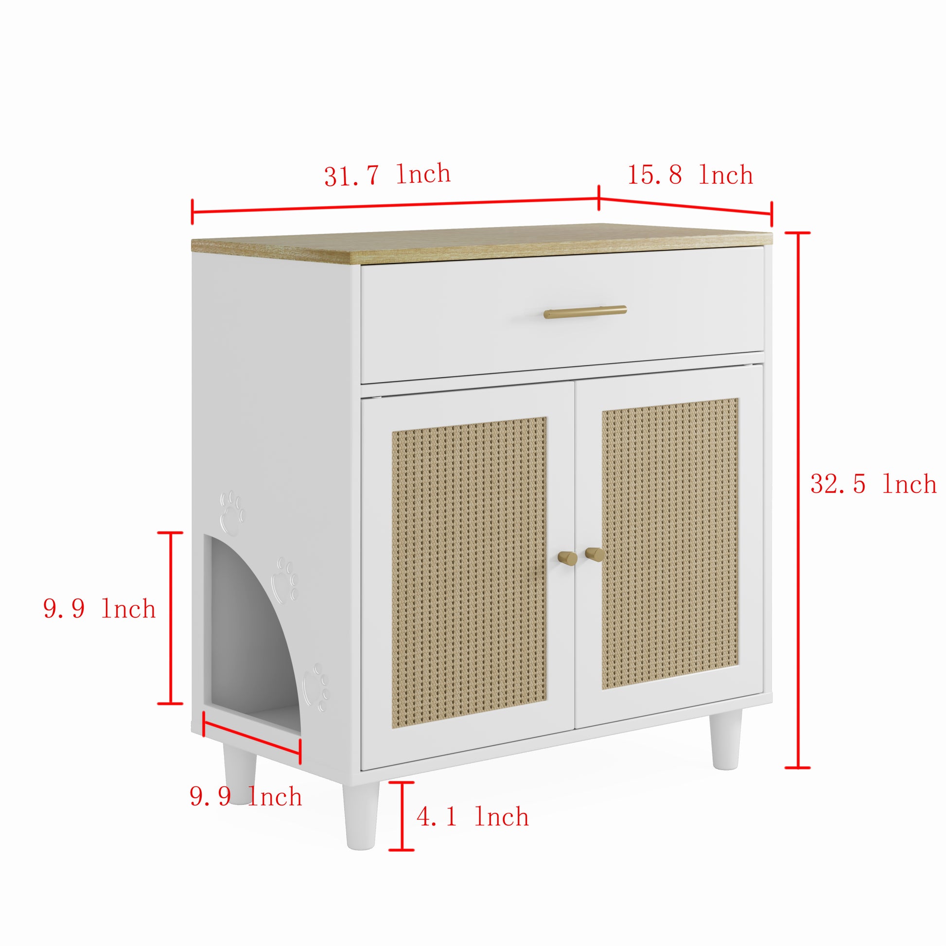 Cat Litter Box Enclosure With Scratch Pad, Hidden Litter Box Furniture, Wooden Pet House Sideboard, Storage Cabinet, Fit Most Cat And Litter Box, For Living Room Bedroom Office White Mdf